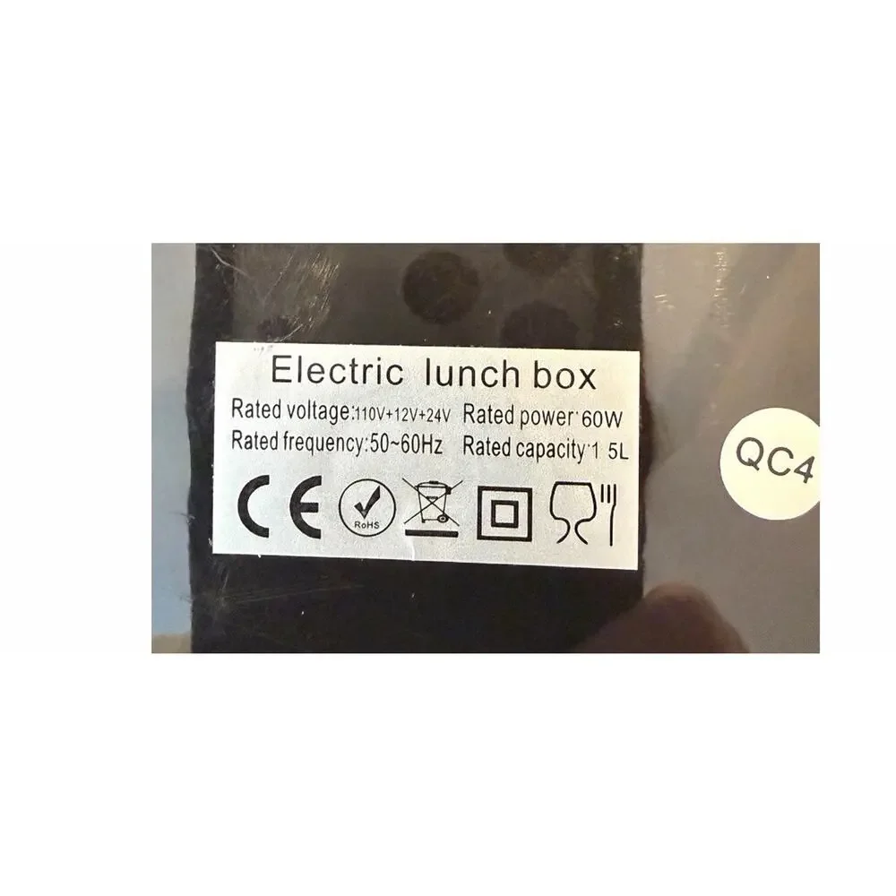 Electric Lunch Box 60W Food Heater Case Box 2 Cords Portable 1.5Ltr Travel Work